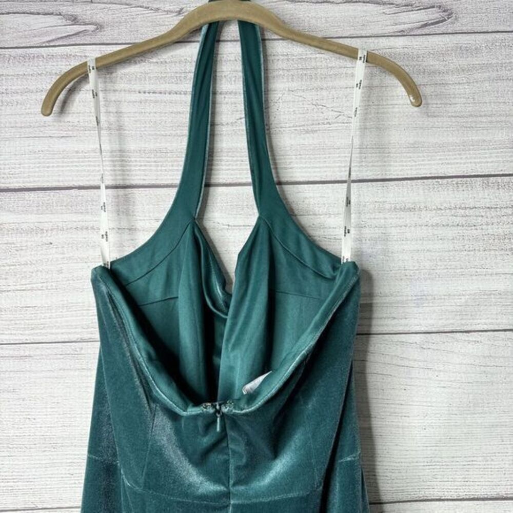 DB Studio Long Velvet Dress Halter 30" SLIT womens size 10 FLAW - Picture 4 of 9